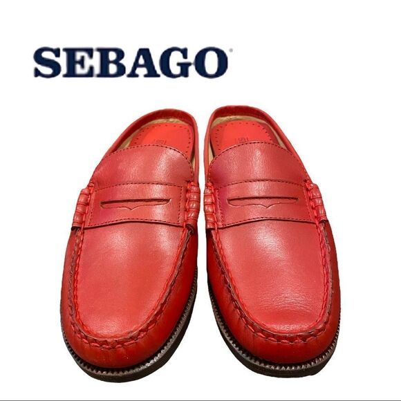 NEW Sebago Women's Dan Clog Pop Red Leather Slide Mules Clogs 6 - Picture 3 of 5